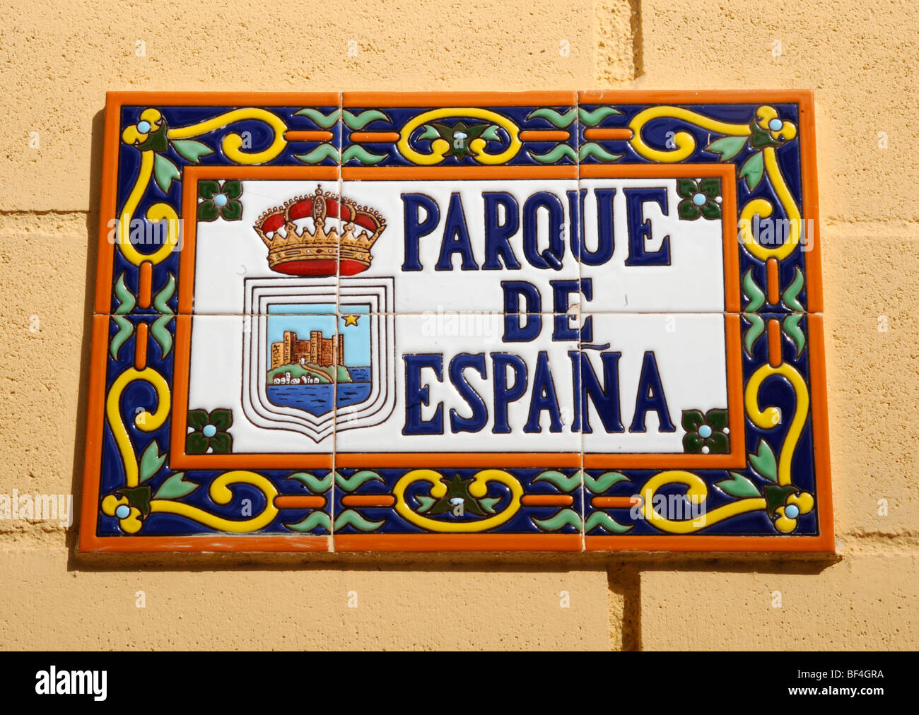 Inscrivez-vous en espagnol, Parque de España, Fuengirola, Spain, Europe Banque D'Images