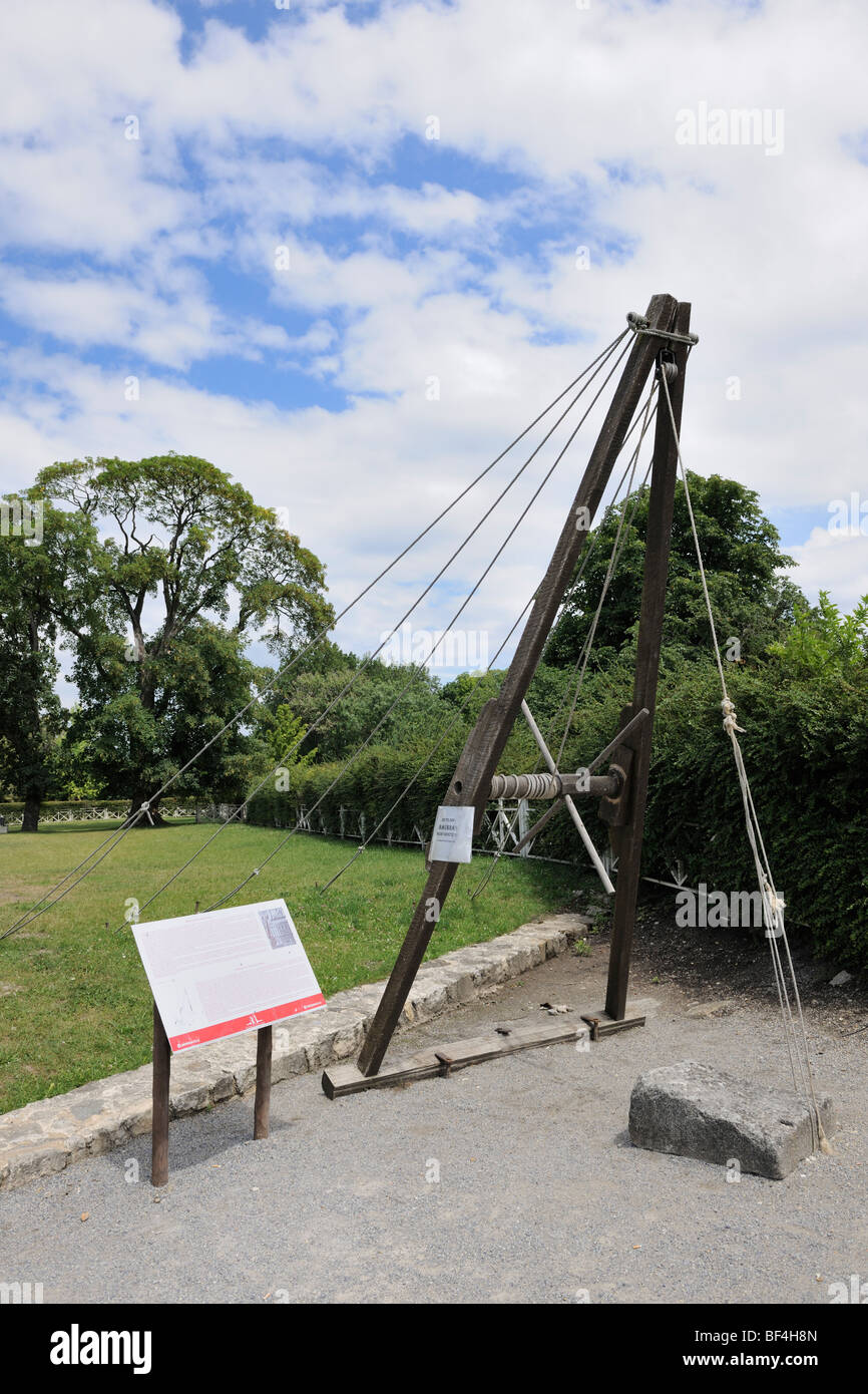 La reconstruction d'un bâtiment Romain Carnuntum, grue, Basse Autriche, Autriche, Europe Banque D'Images