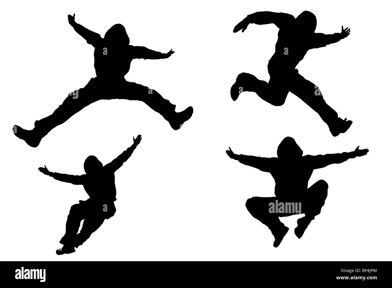 Homme jamping sur un fond de ciel bleu Banque D'Images