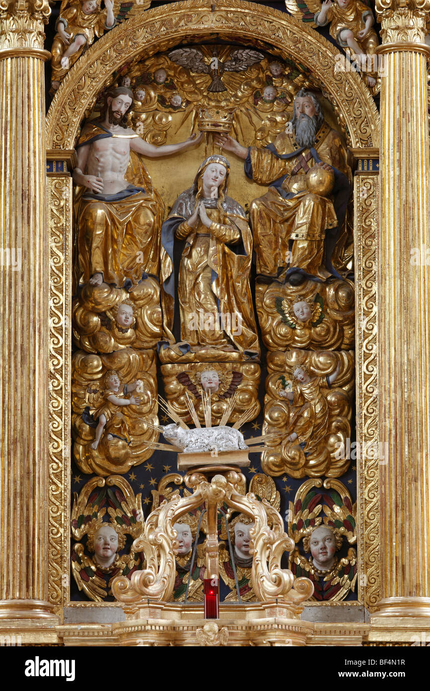 Détail de l'autel, église abbatiale de l'ancienne abbaye cistercienne, Neuberg an der Muerz, Styrie, Autriche, Europe Banque D'Images