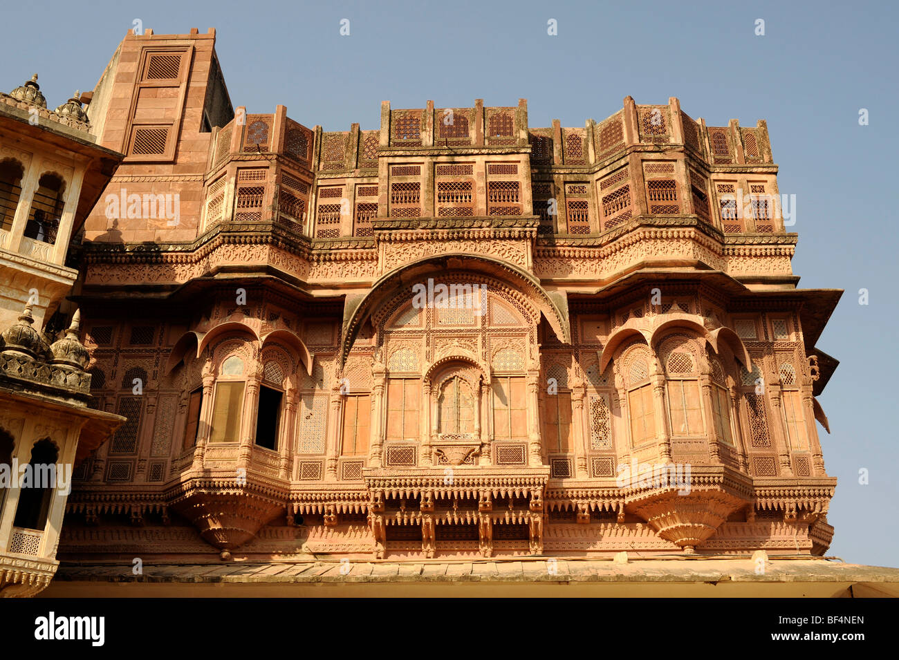 Façade de la Fort Mehrangarh, Jodhpur, Rajasthan, Inde du Nord, Inde, Asie du Sud, Asie Banque D'Images