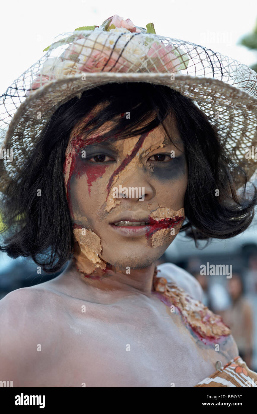 Face à compenser le caractère Zombie Halloween Banque D'Images