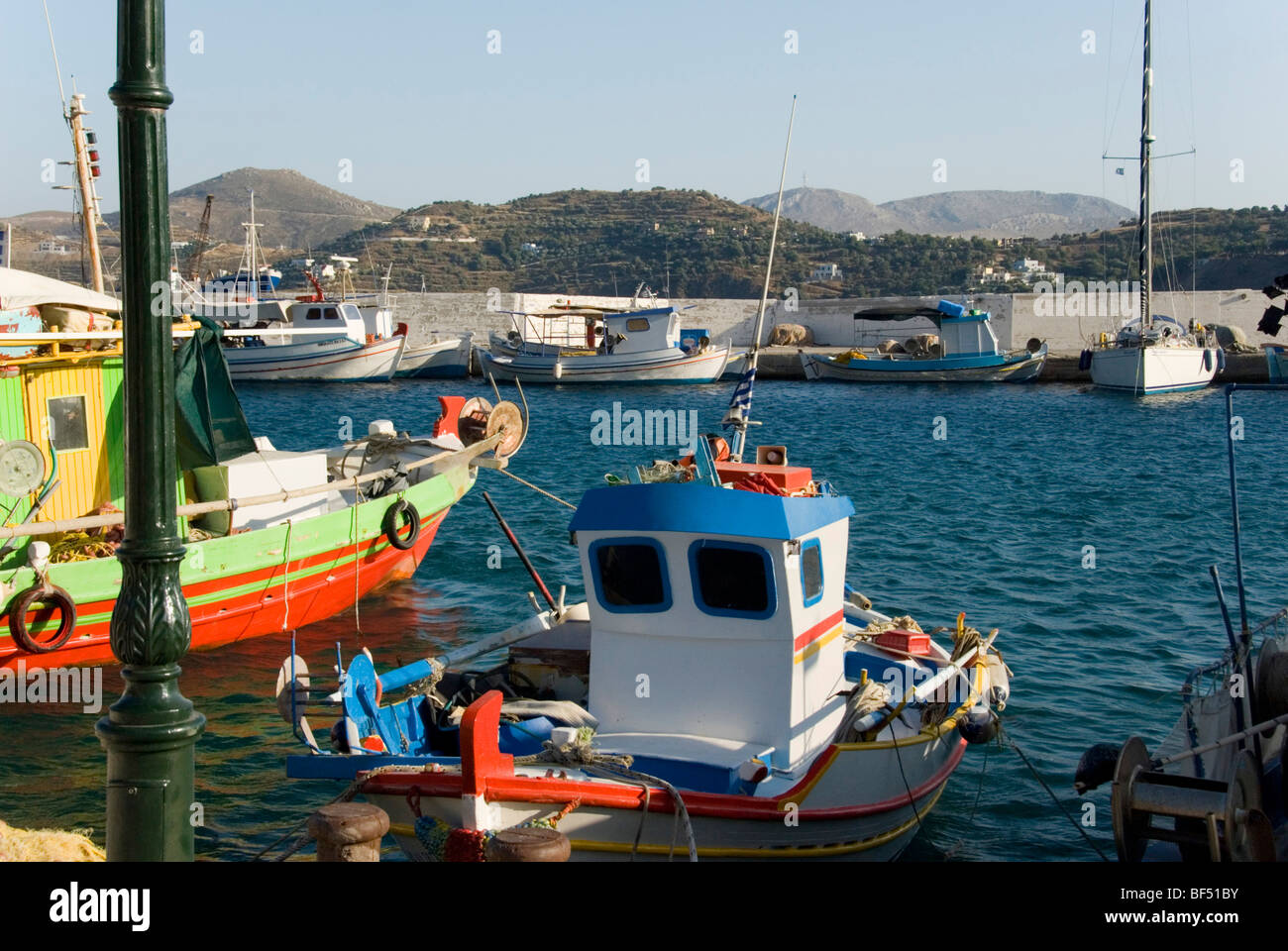 Pandeli Port de pêche, l'île grecque de Leros Leros, Nisos, Grèce Banque D'Images