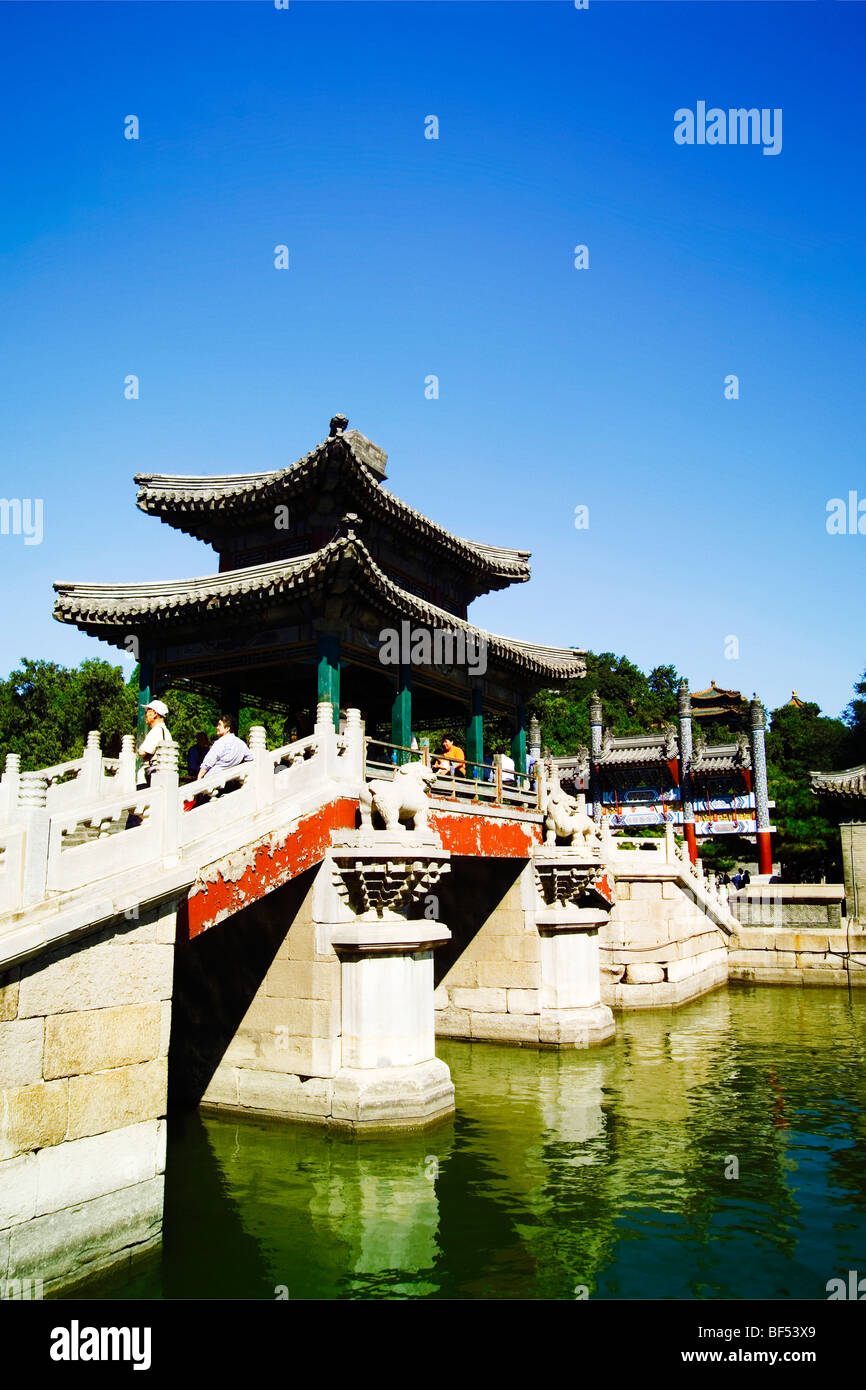 Pont de poèmes pastoraux, Summer Palace, Beijing, Chine Banque D'Images