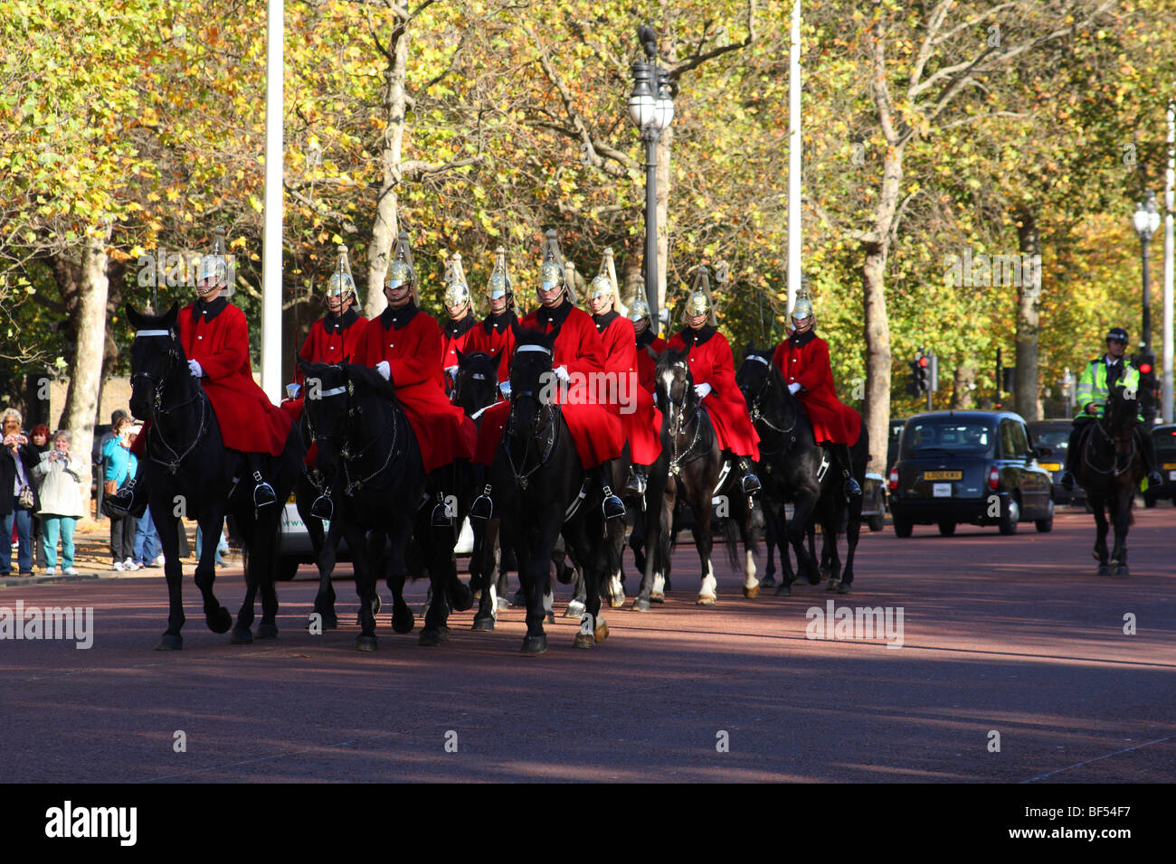 Household Cavalry, le Mall, Westminster, Londres, Angleterre, Royaume-Uni Banque D'Images