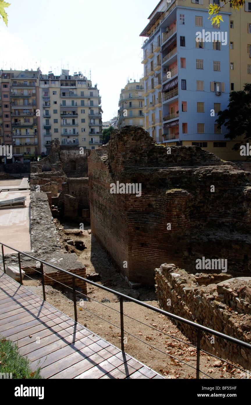 Palais de Galerius des découvertes archéologiques dans le centre-ville de Thessalonique en Grèce du Nord Banque D'Images
