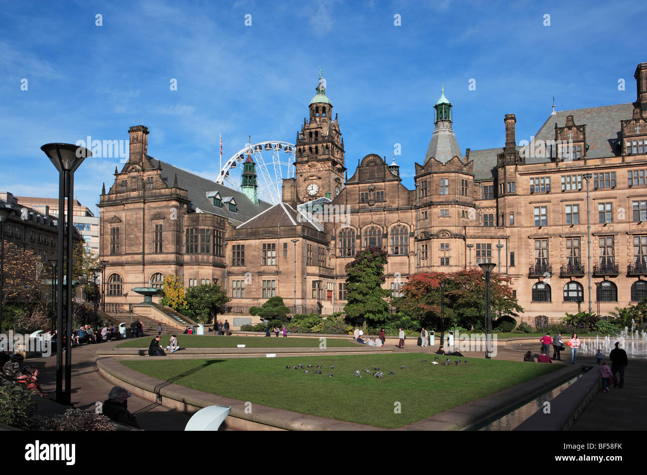 Hôtel de ville et des jardins de la paix, à Sheffield Banque D'Images