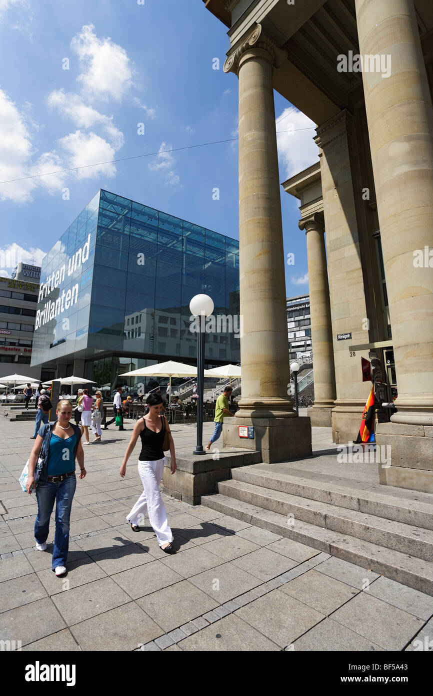 Place du château avec Kunstmuseum et Konigsbau, Stuttgart, Bade-Wurtemberg, Allemagne Banque D'Images