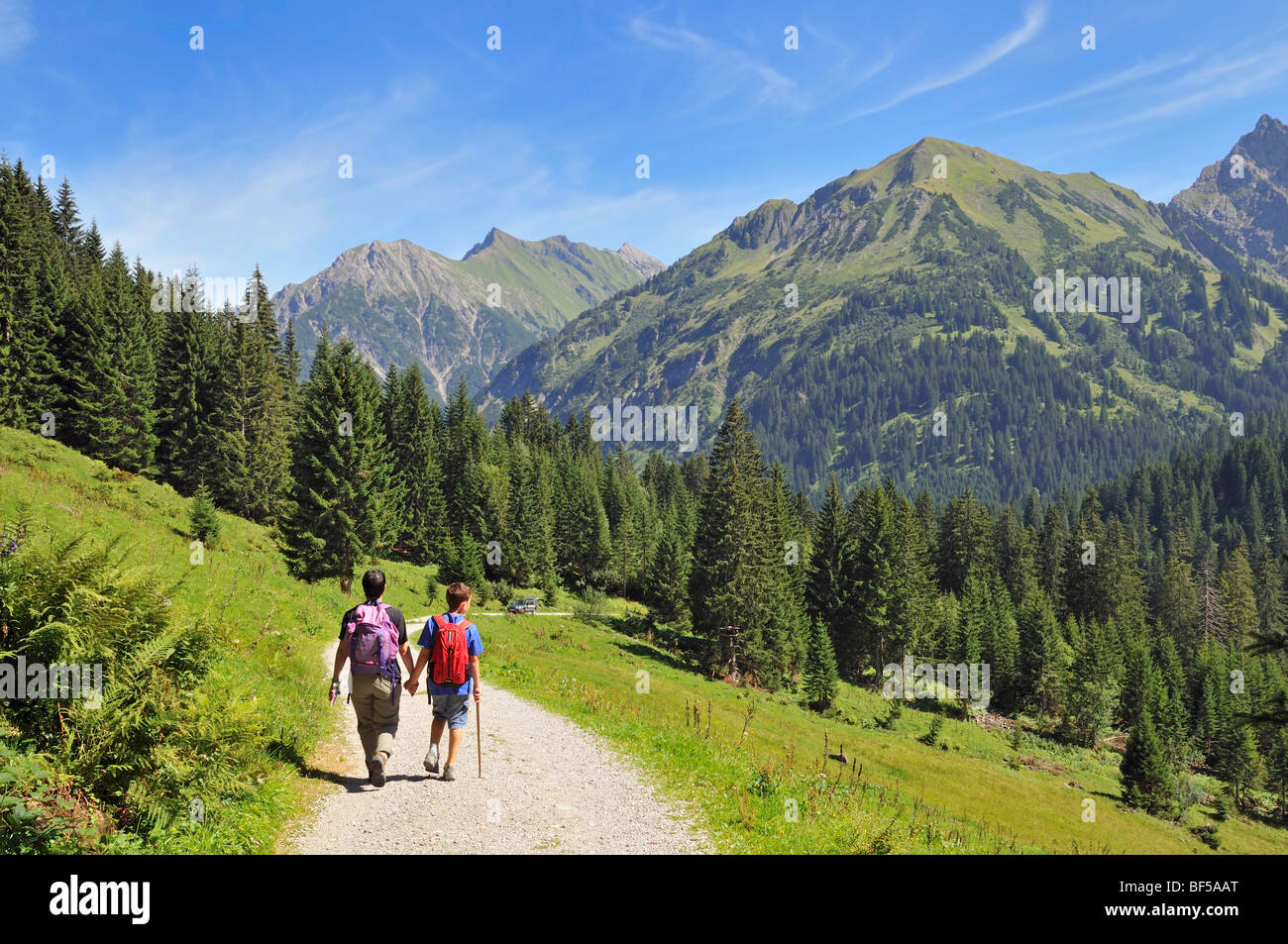 Randonnées dans la vallée de Kleinwalsertal, Turatal, peu Vallée Walser, Vorarlberg, Autriche, Alpes Allgaeu, Europe Banque D'Images