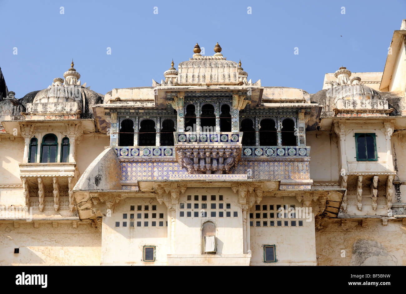 City palace d'Udaipur, extérieur, détail, Udaipur, Rajasthan, Inde du Nord, Inde, Asie du Sud, Asie Banque D'Images