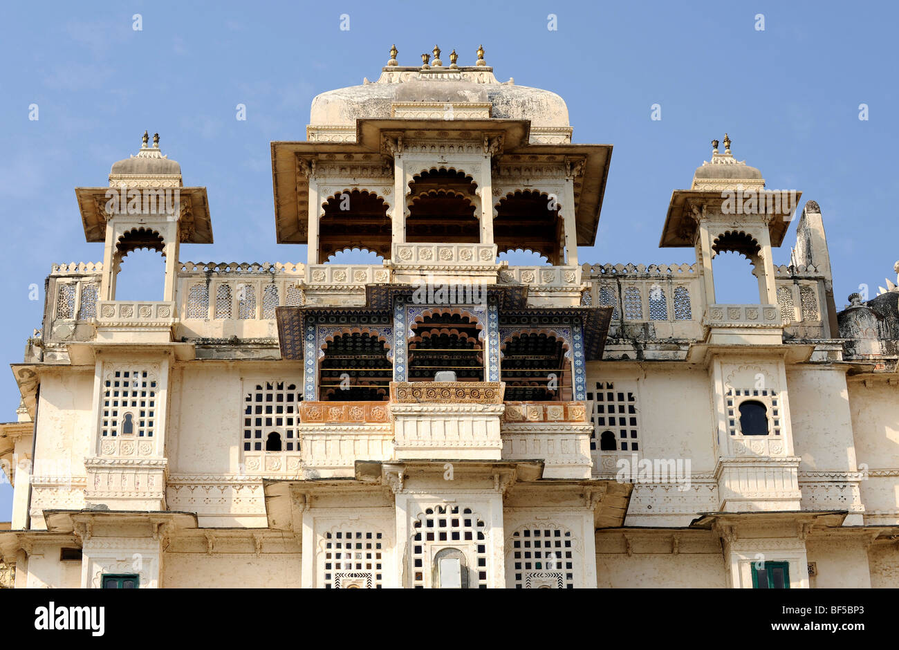 City palace d'Udaipur, extérieur, détail, Udaipur, Rajasthan, Inde du Nord, Inde, Asie du Sud, Asie Banque D'Images