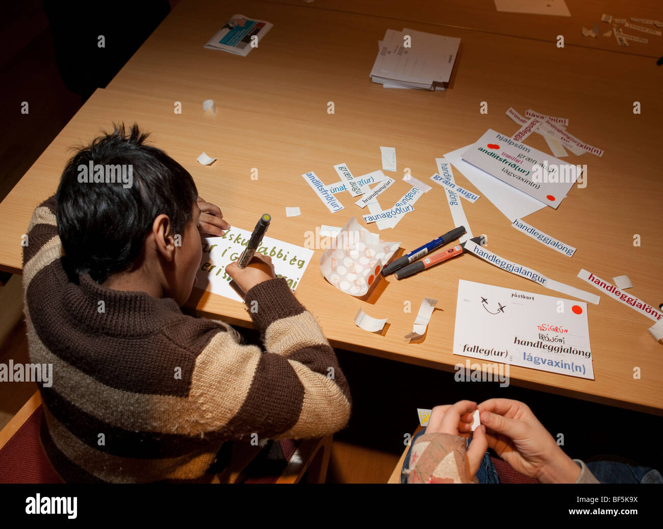 L'écriture enfants islandais, Festival d'hiver, Reykjavik, Islande Banque D'Images