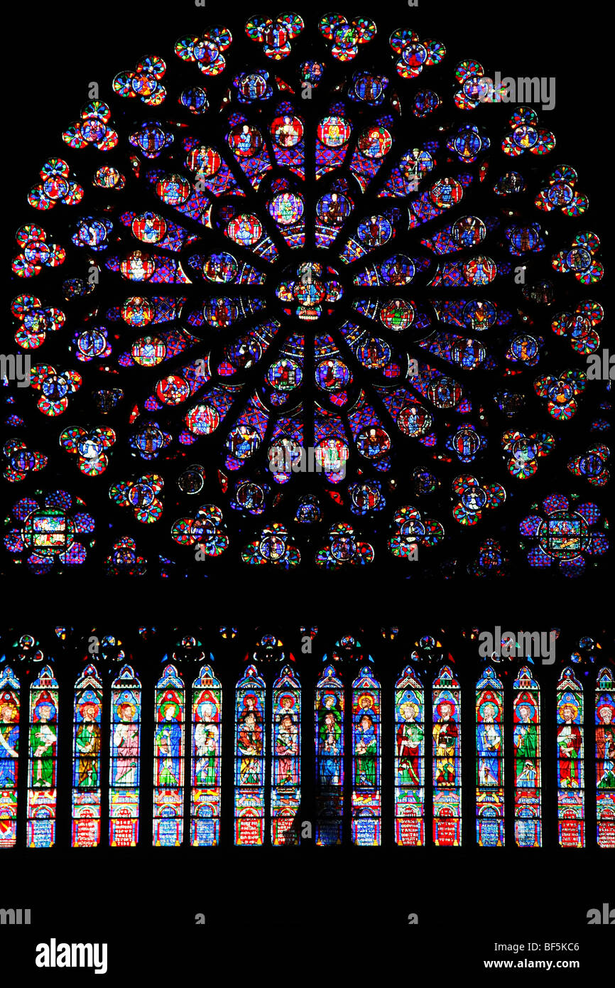 Rosace de Notre Dame de Paris, France, Europe Banque D'Images