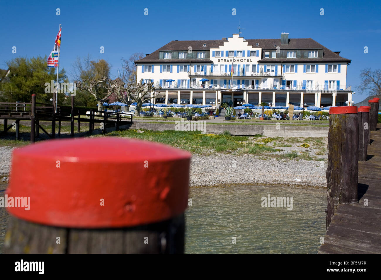 Hotel und Restaurant, Loechnerhaus Mittelzell, île de Reichenau, Lac de Constance, Baden-Wurttemberg, Allemagne Banque D'Images