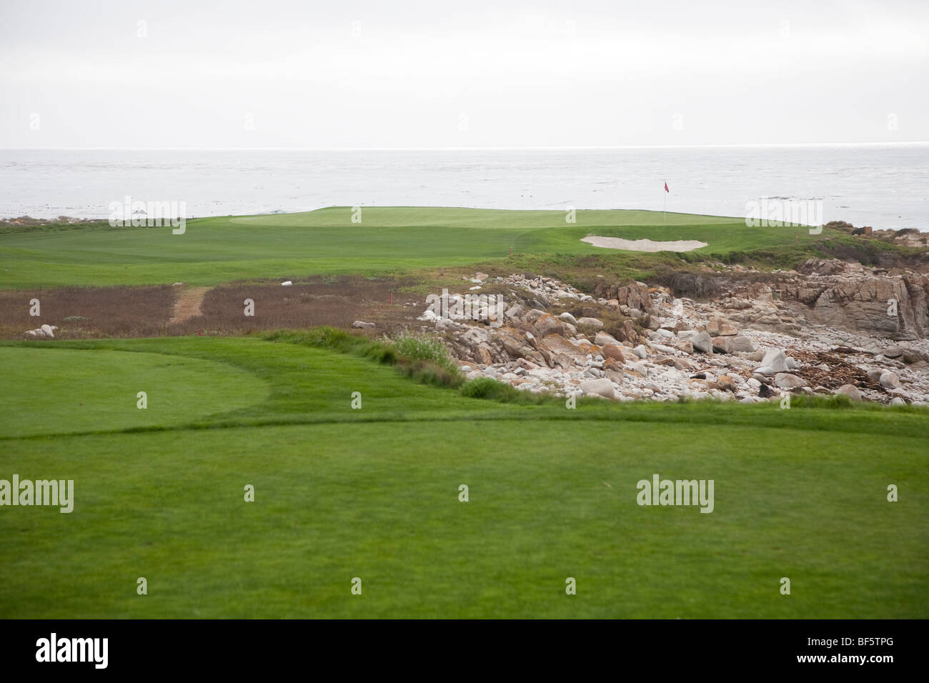 Golf brumeux, Monterey en Californie, USA Banque D'Images