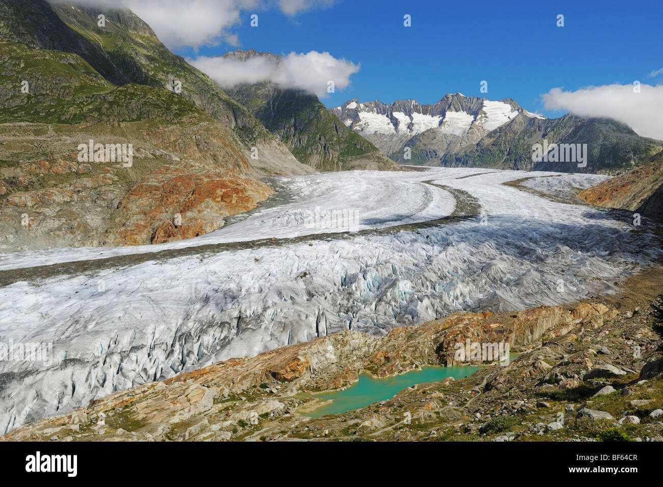 Glacier d'Aletsch, classé au Patrimoine Mondial de l'UNESCO Jungfrau-Aletsch-Bietschhorn, Conthey, Valais, Suisse, Europe Banque D'Images