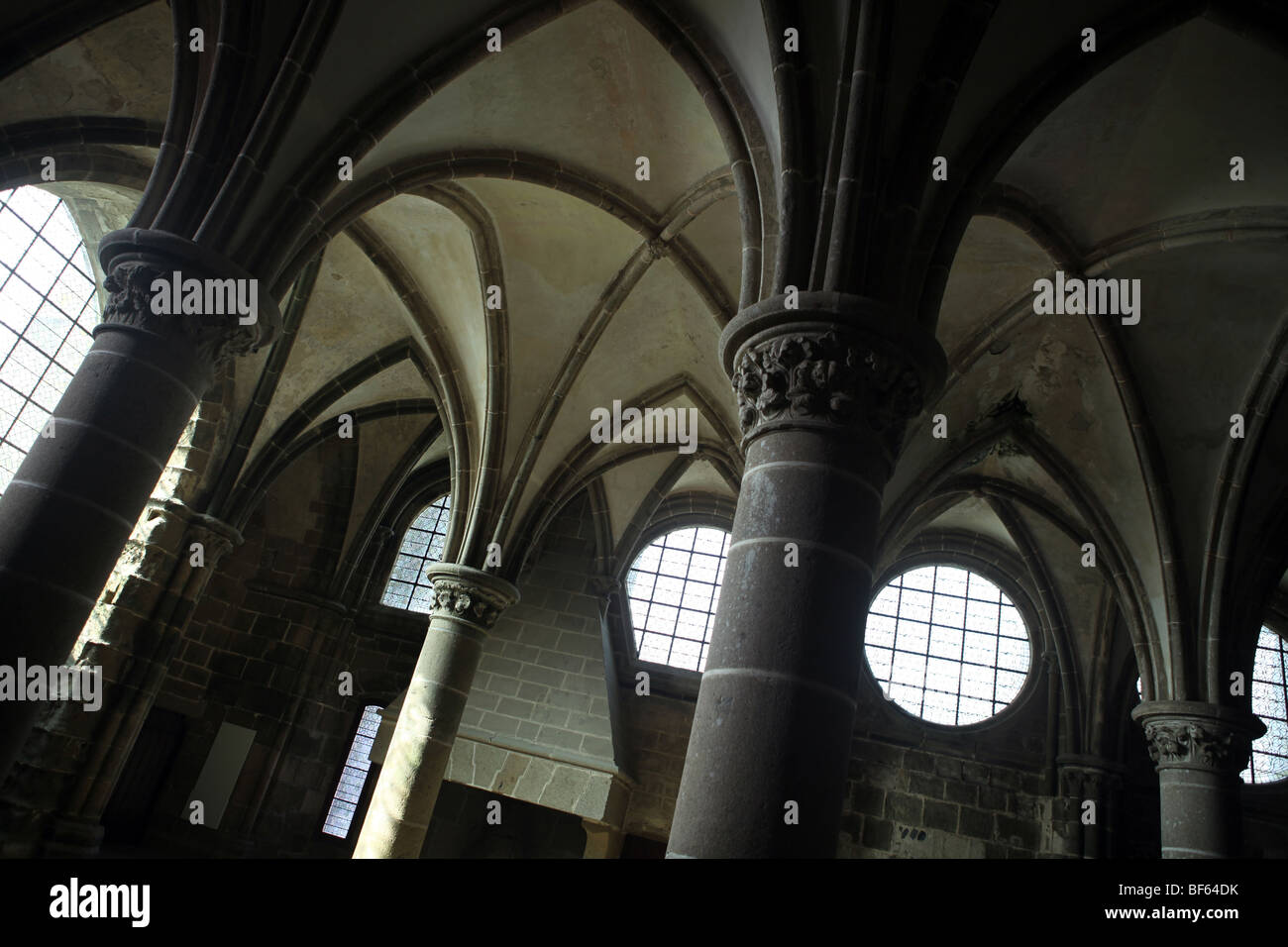 Vue intérieure - Abbey dans le Mont Saint Michel - Normandie - France Banque D'Images
