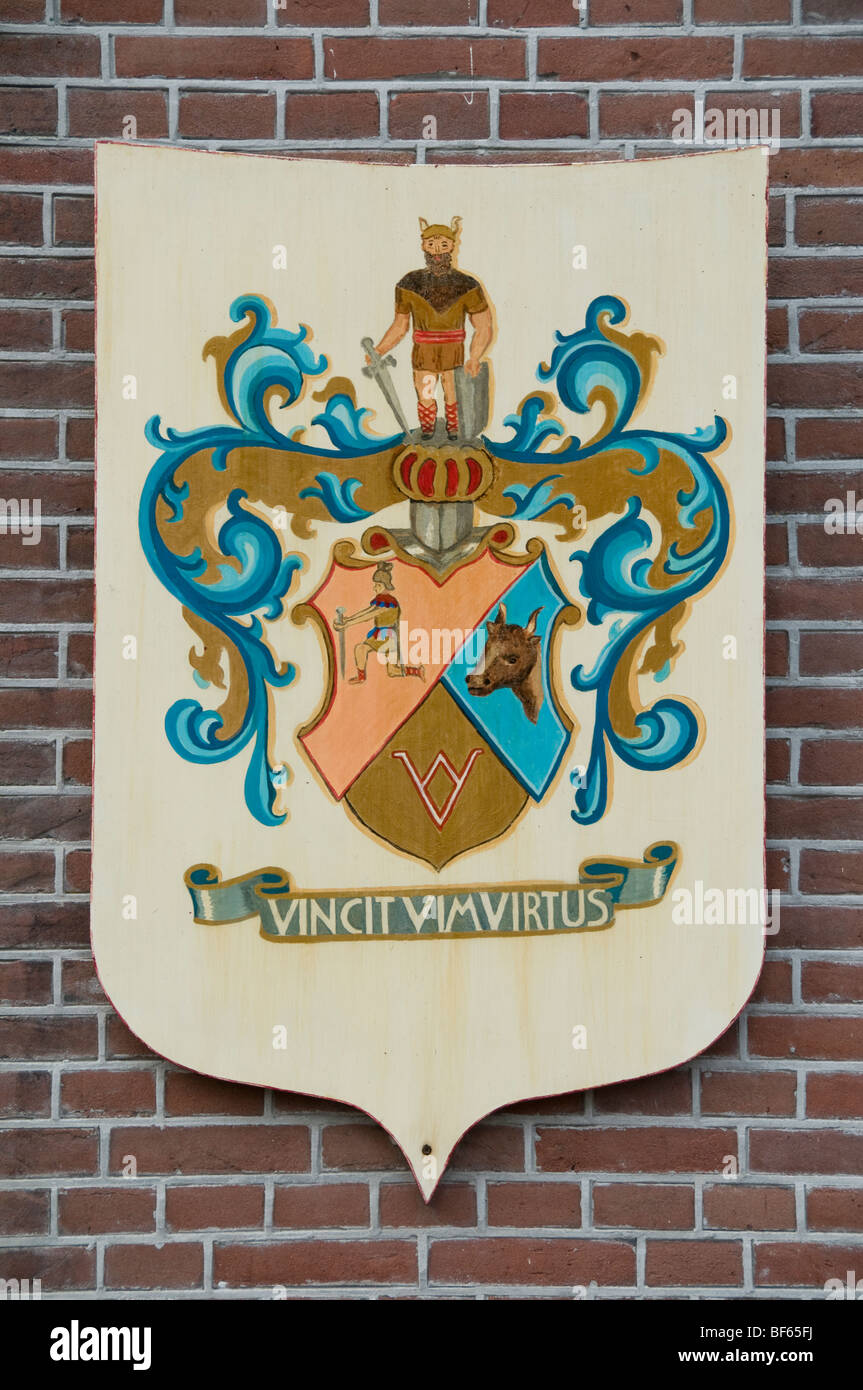 Vimvirtus Vincit Hollande Pays-bas écusson, scutcheon, armoiries, blason Banque D'Images