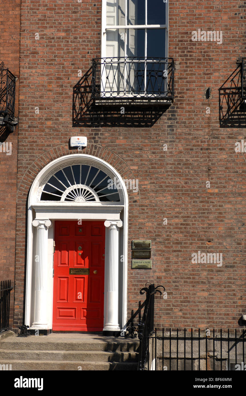 Porte de style géorgien, Fitzwilliam Square, Dublin, Irlande. Banque D'Images