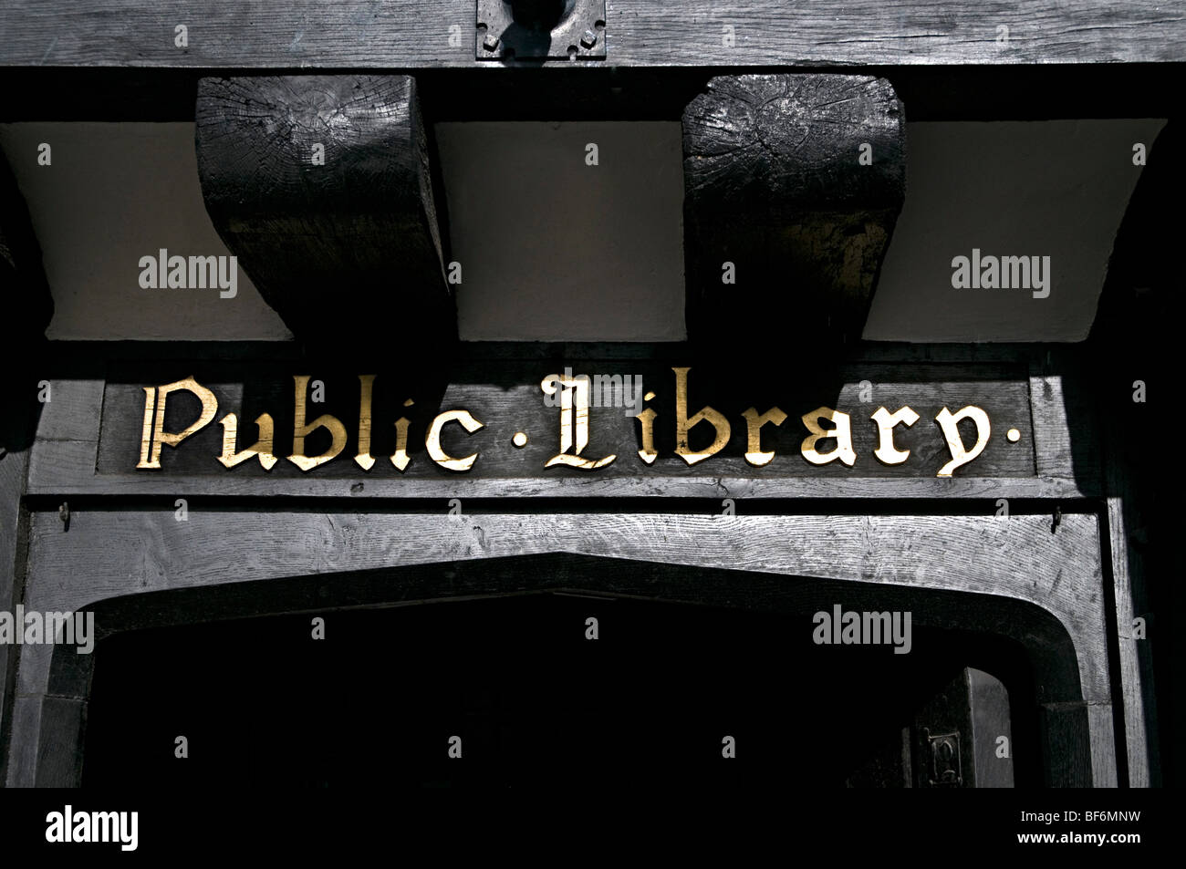 Stratford upon Avon Public Library Sign Banque D'Images
