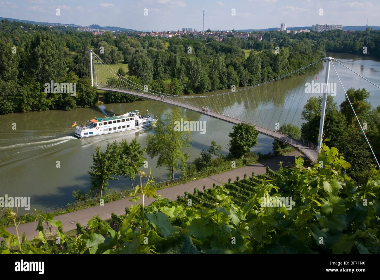 Navire d'excursion sur la rivière Neckar, Stuttgart, Bade-Wurtemberg, Allemagne Banque D'Images