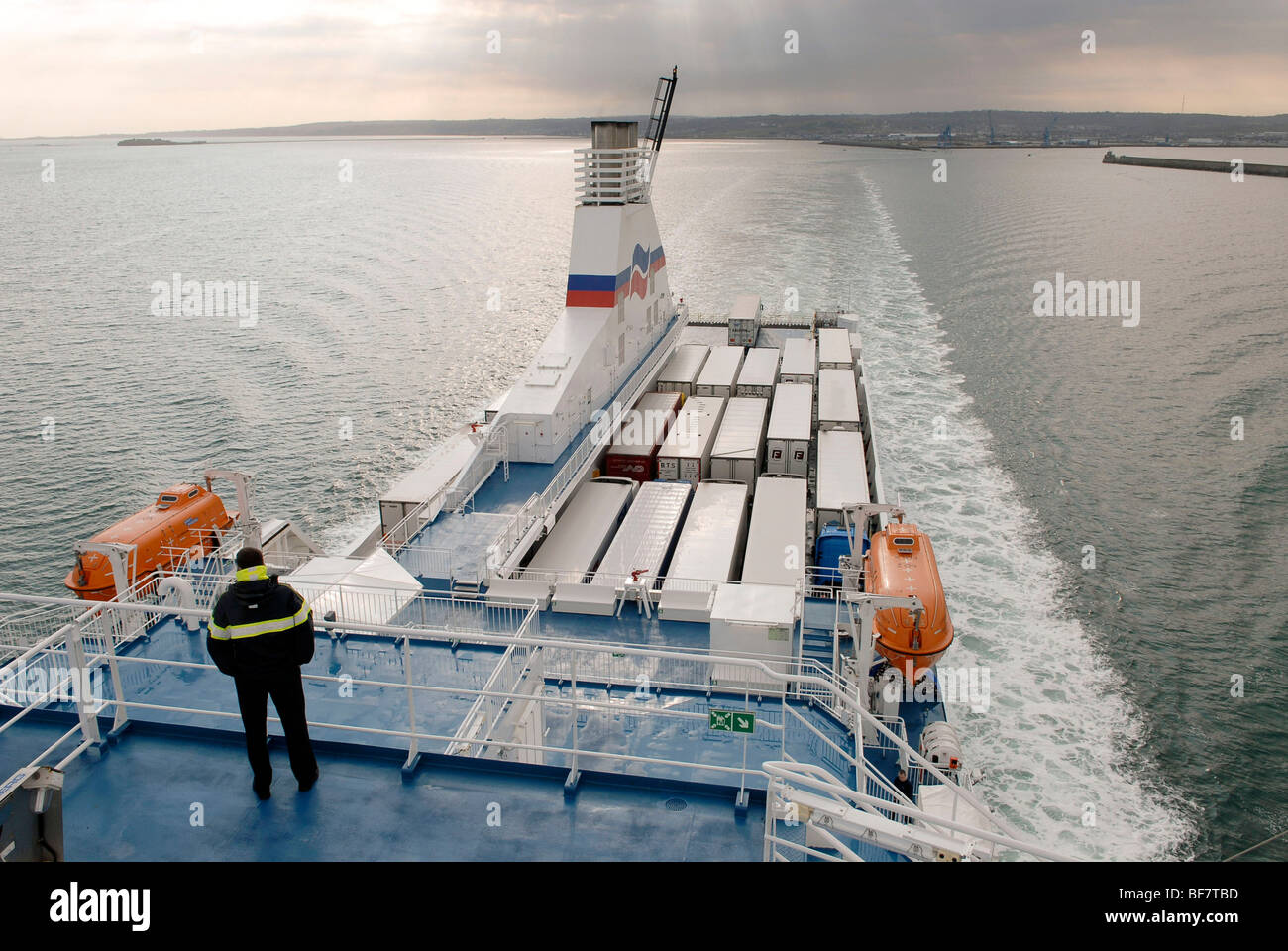 Le fret à bord du Cotentin 'Mv' de la société Brittany Ferries Banque D'Images