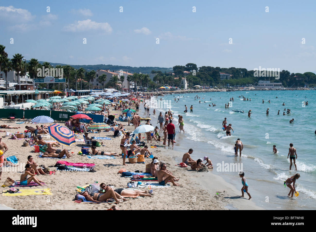 Plage de sable fin de la Ciotat, Côte d'Azur, Sud France Banque D'Images