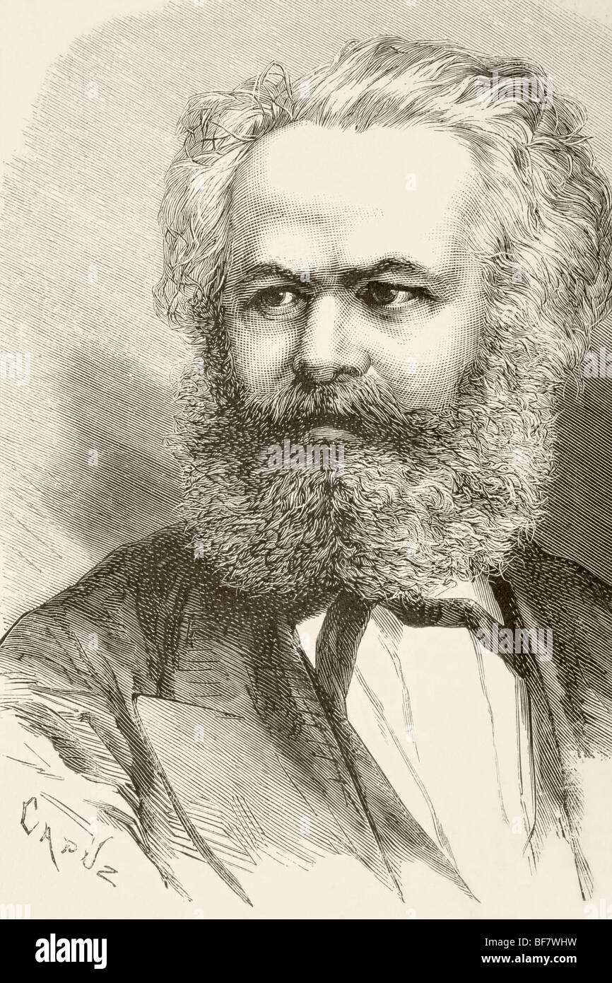 Karl Heinrich Marx, 1818 à 1883. Philosophe et économiste politique allemande. Fondateur du communisme moderne. Banque D'Images