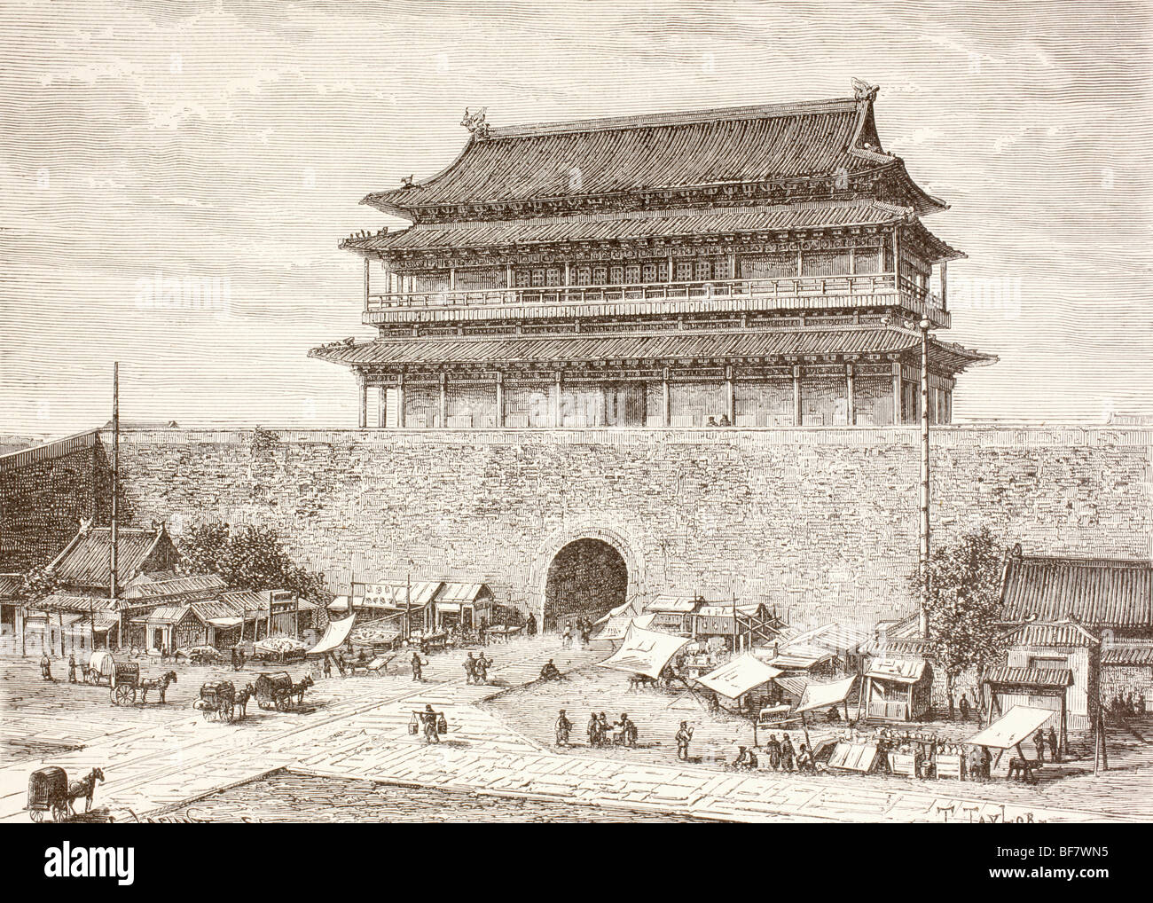 La porte de Tiananmen à Pekin, dans les années 1880. Banque D'Images