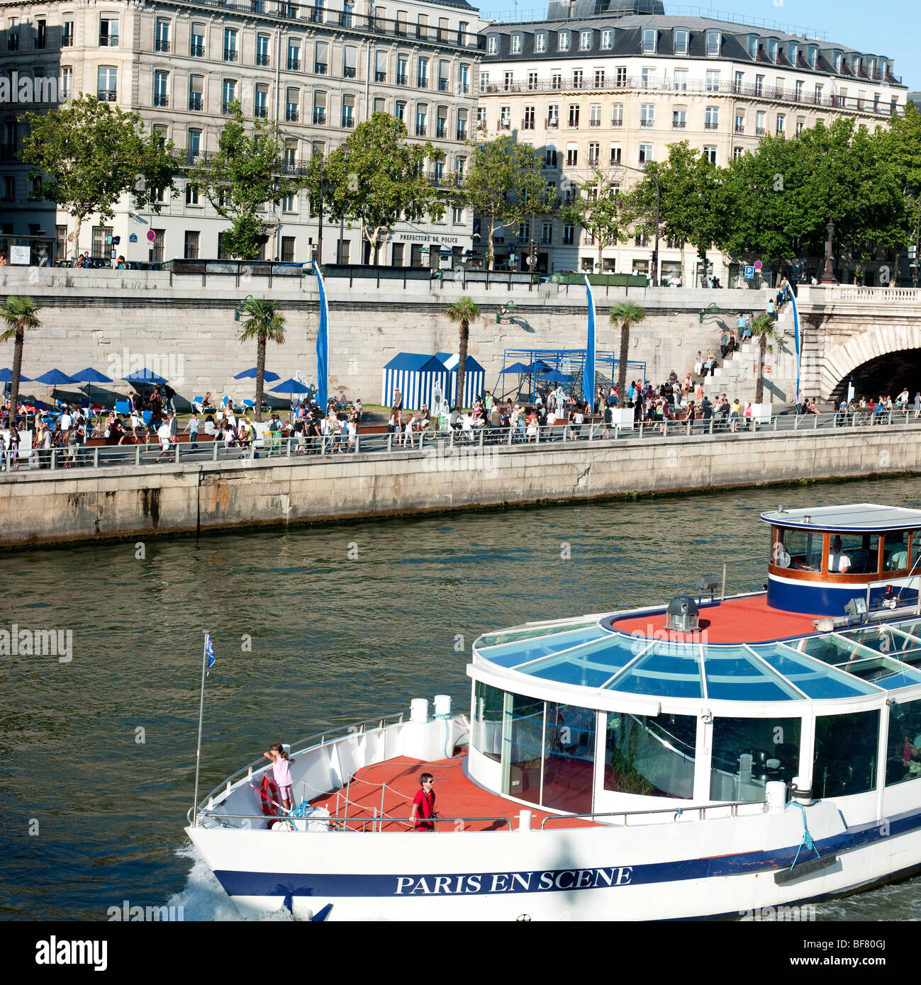 Paris-Plage (Paris Plage) le fonctionnement en été 2009 Banque D'Images