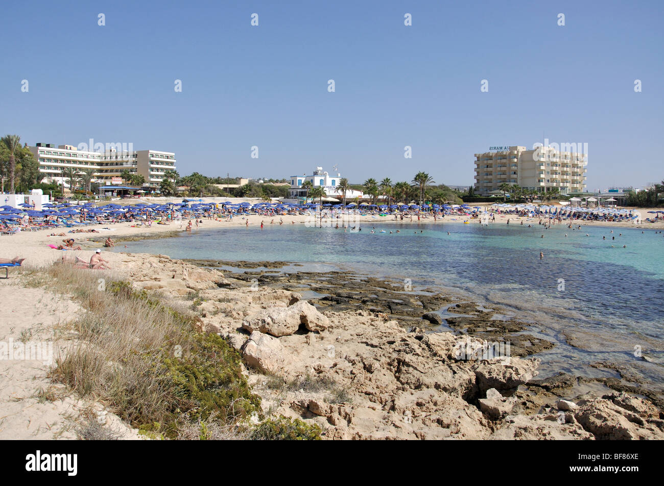 Sandy Bay, Ayia Napa, Chypre, District de Famagouste Banque D'Images