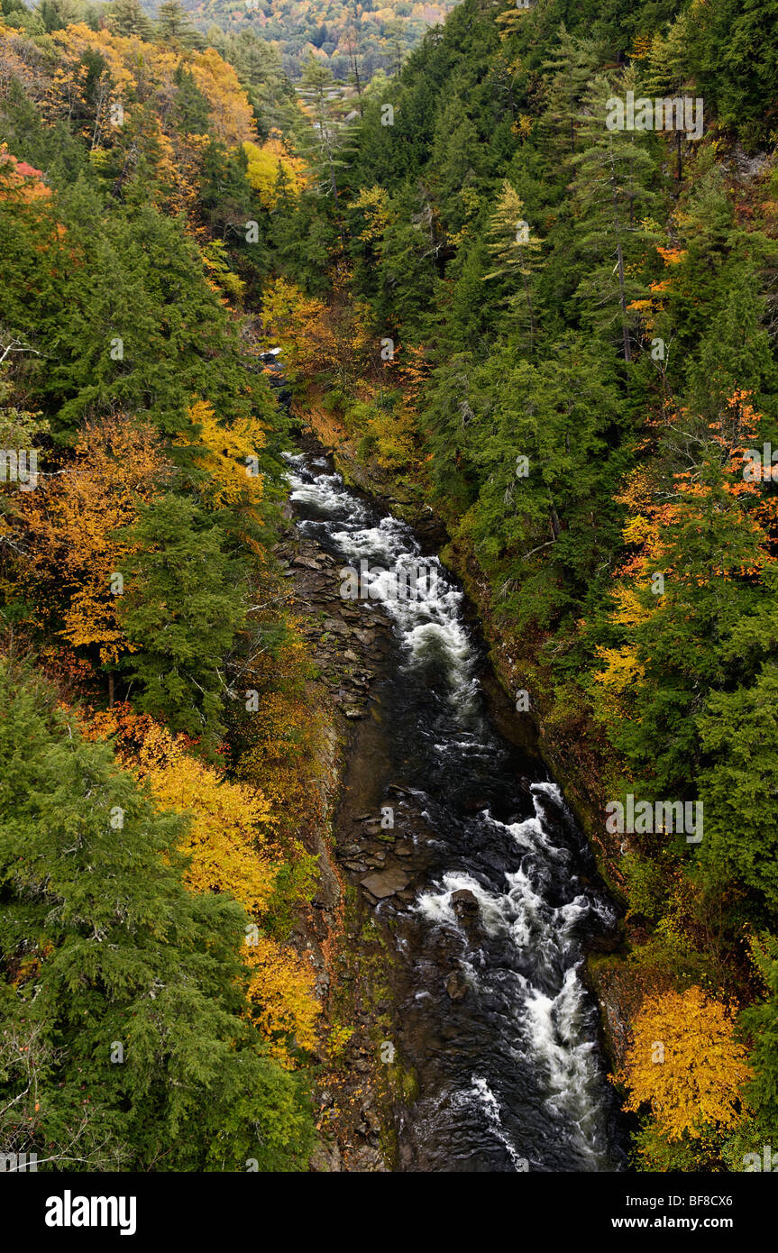 La couleur en automne dans la Gorge de Quechee dans Windsor Comté, New York Banque D'Images