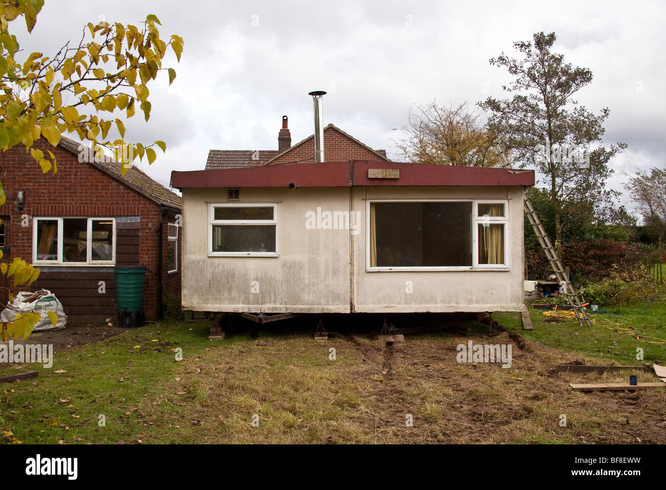 Mobile home ou caravane statique Hampshire Angleterre. Banque D'Images
