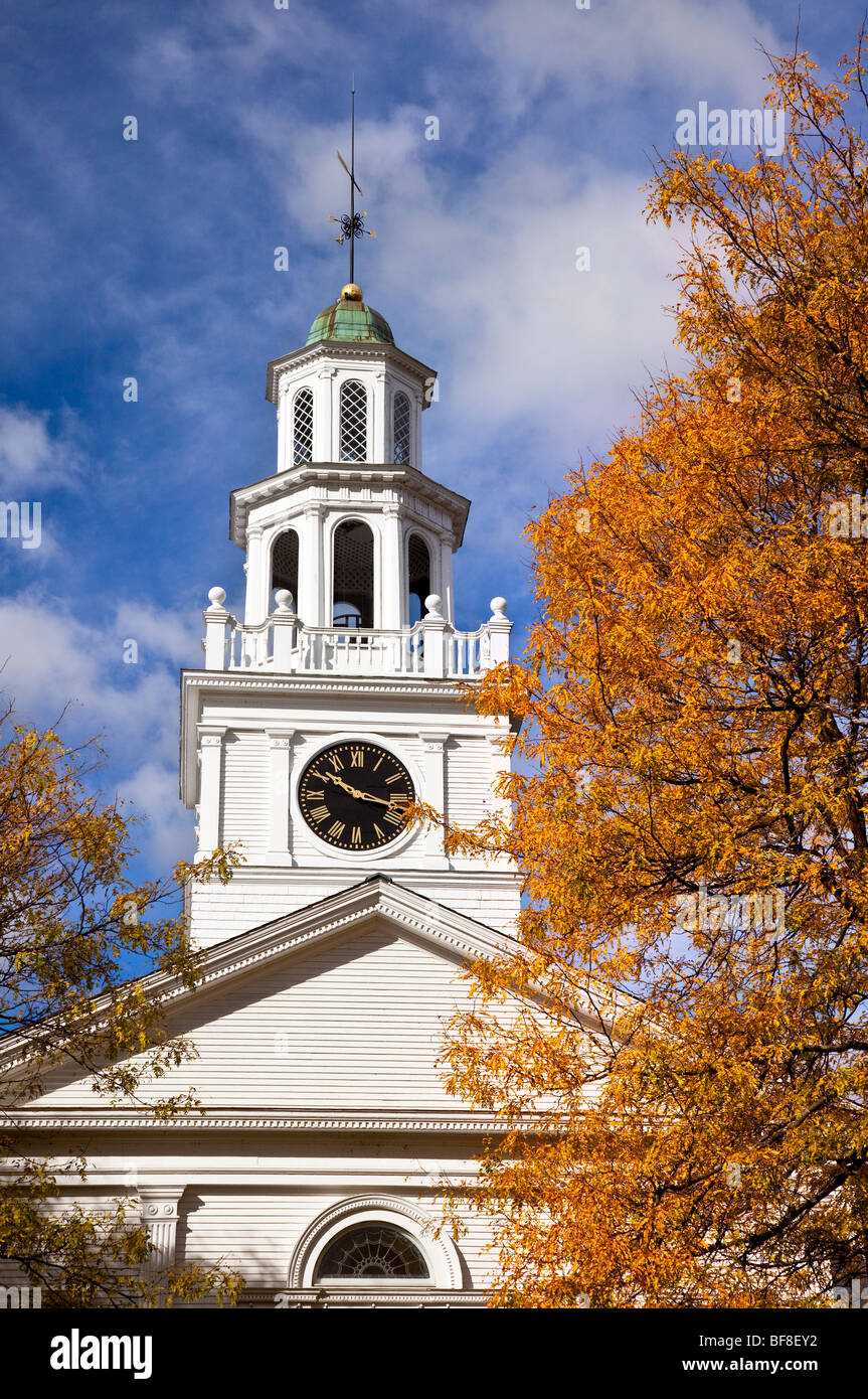 First Congregational Church en automne - Woodstock Vermont USA Banque D'Images