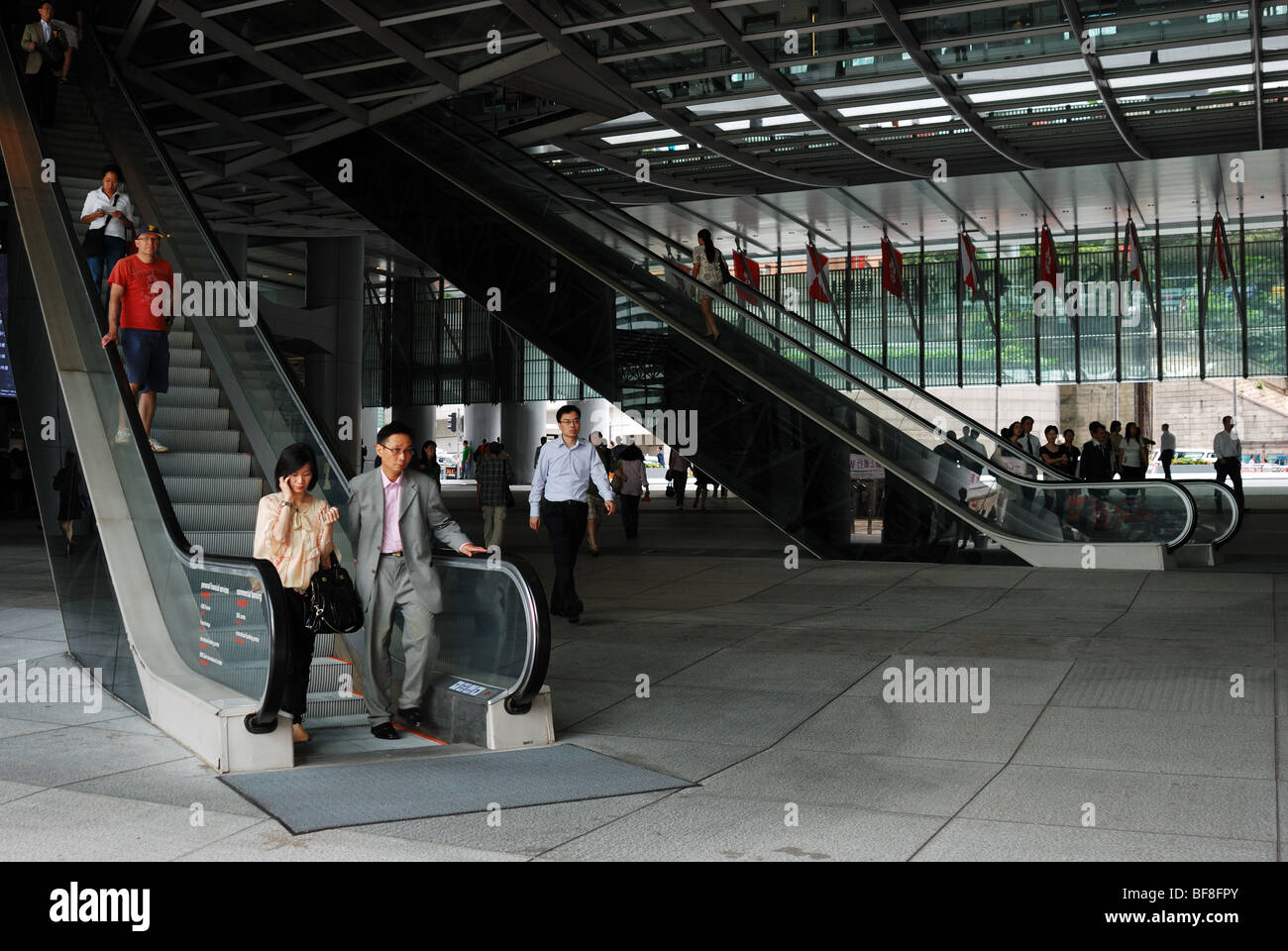 Hall d'entrée de la Hongkong and Shanghai Banking Corporation Limited bâtiment principal, Hong Kong. Banque D'Images