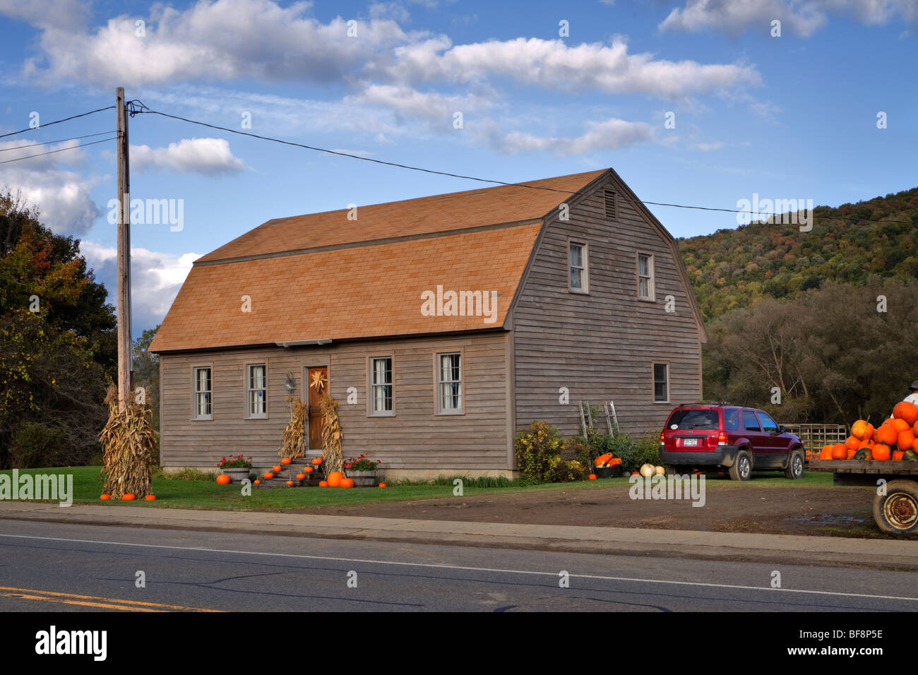 Pays maison décorée pour Halloween près de Ellicottville, New York Banque D'Images