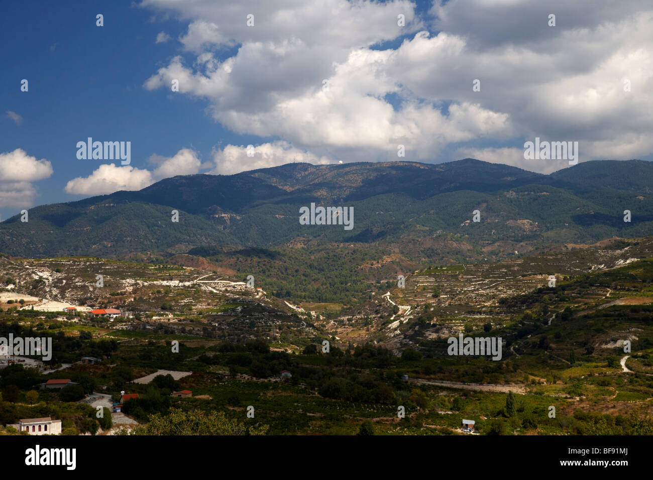 Le mont Olympe dans la chaîne de montagnes Troodos république de Chypre Banque D'Images