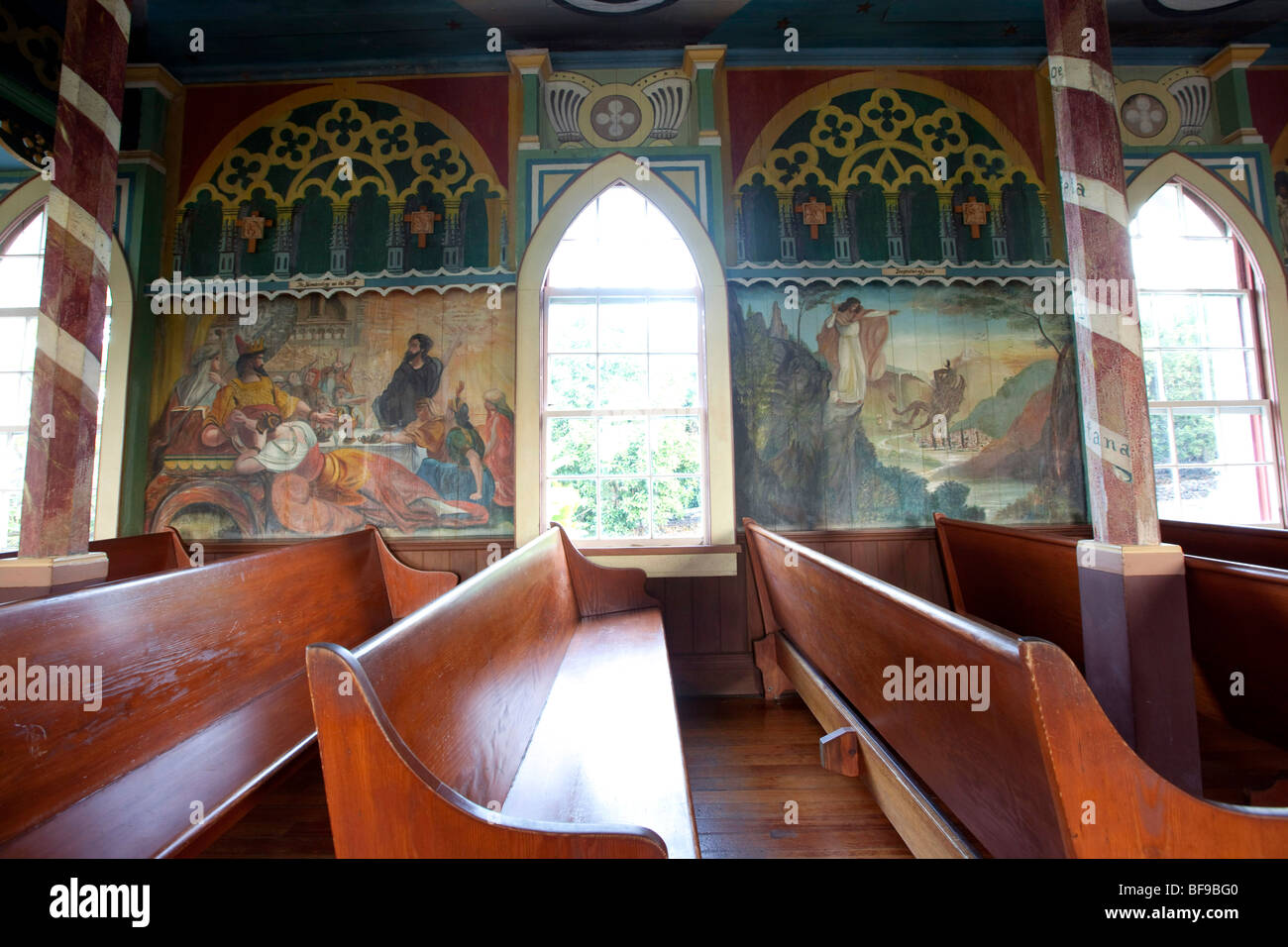 L'église peinte autour de St., 1899, Captain Cook, Île d'Hawaï Banque D'Images