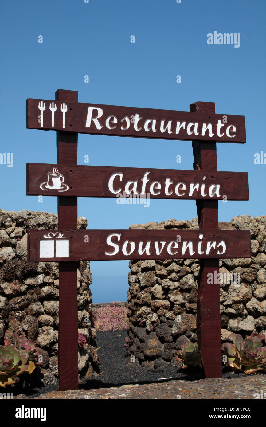 Restaurant sign au Mirador de La Peña sur El Hierro, dans les Îles Canaries Espagne Banque D'Images