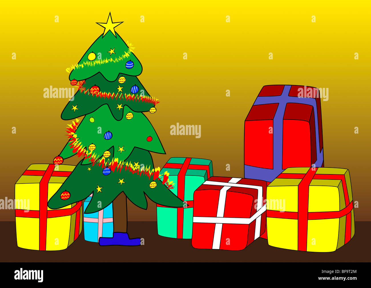 Arbre de Noël et des cadeaux de Noël Banque D'Images