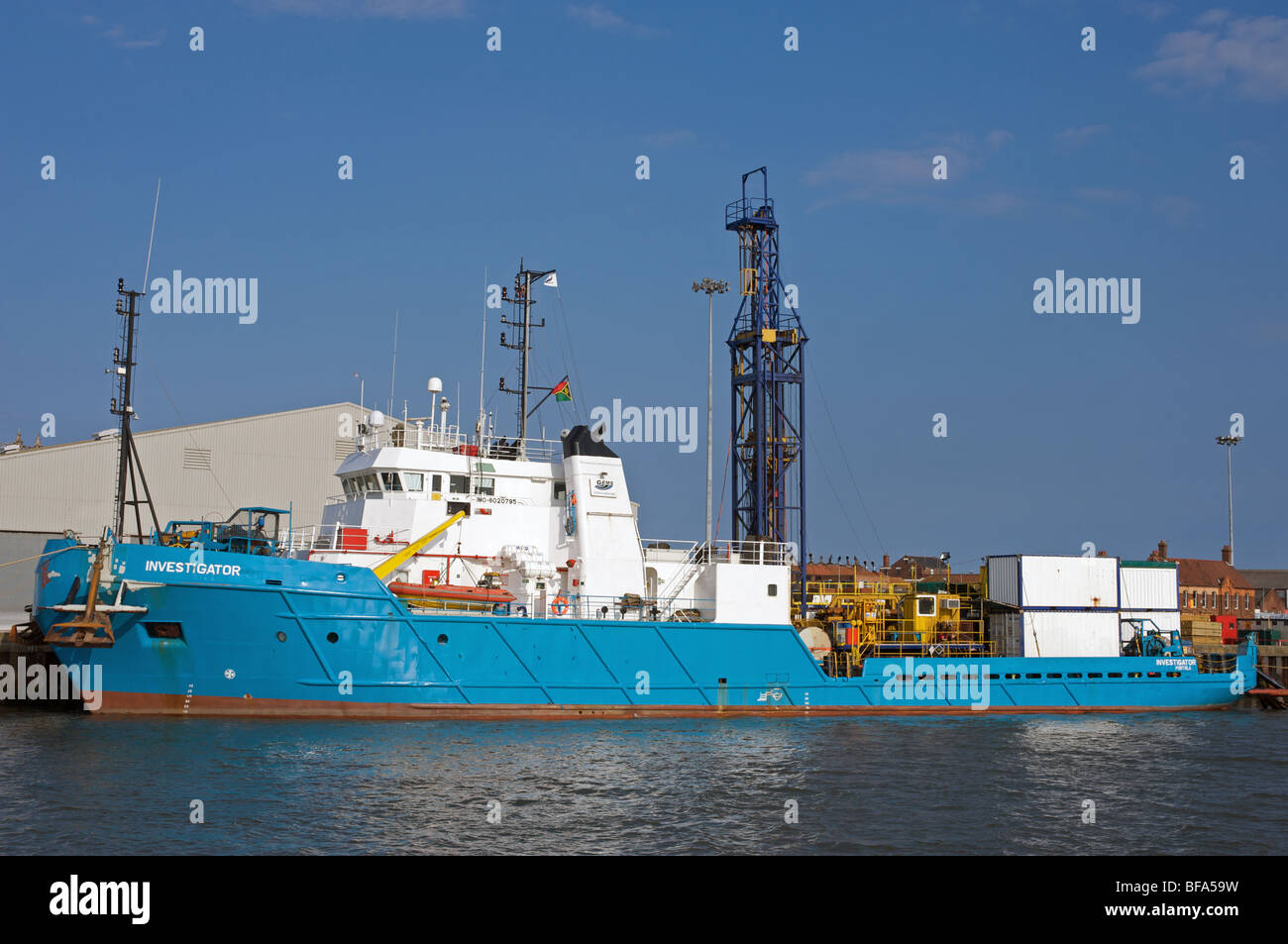 L'approvisionnement en gaz de la mer du Nord 'navire' Chercheur, Great Yarmouth, Norfolk, Royaume-Uni. Banque D'Images