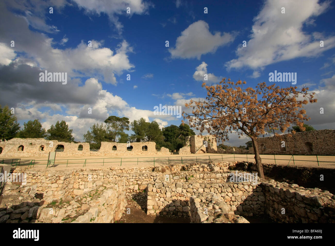 Israël, Sharon région. Ruines du fort de l'Égyptien Tel Afek, construit dans la fin de l'âge du Bronze Banque D'Images