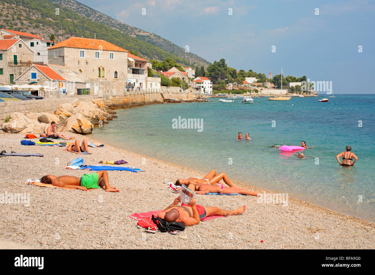 Plage de Supetar, île de Brac, Croatie, Dalmatie Centrale Banque D'Images