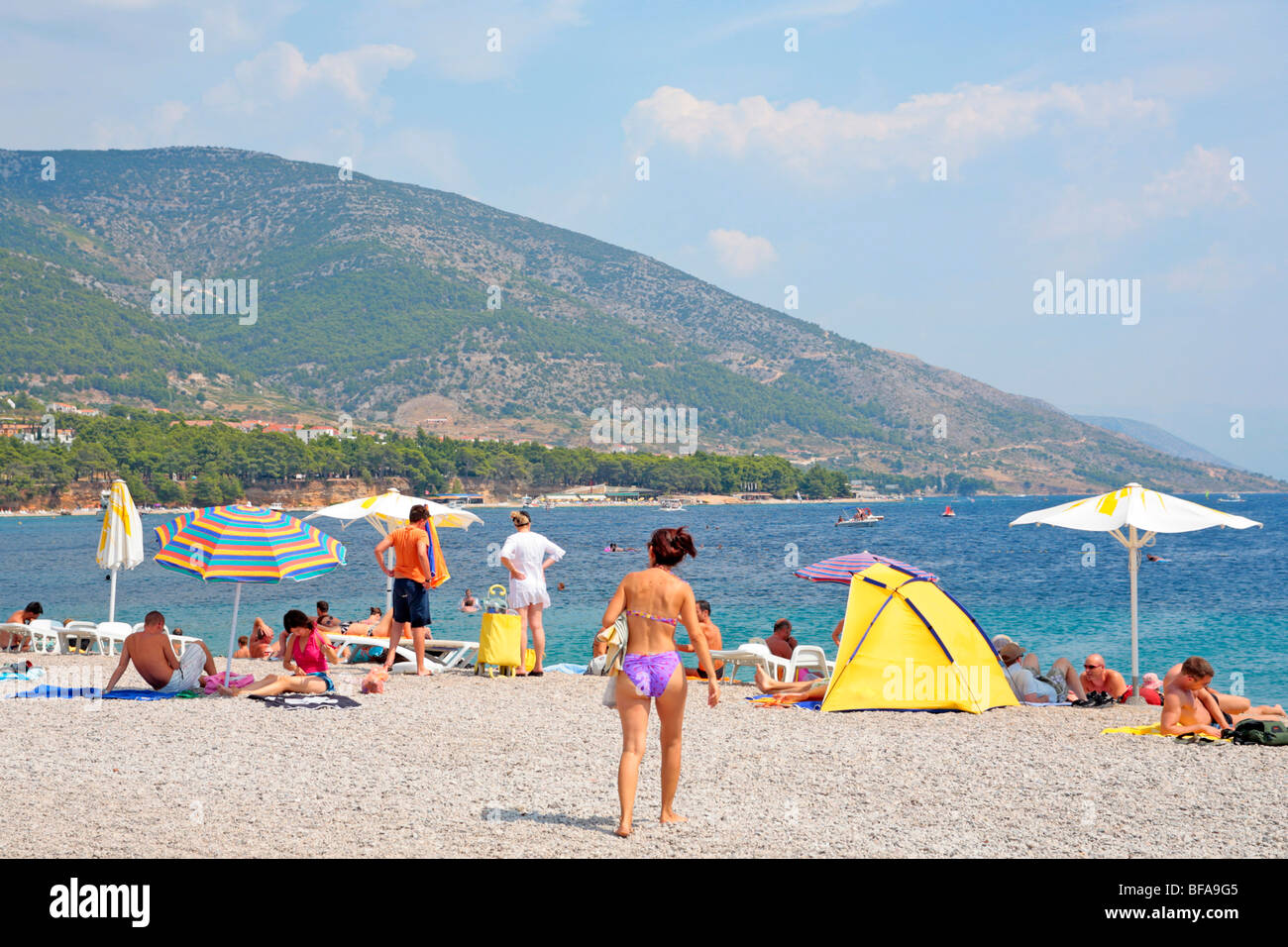 Plage de la Corne d'or près de Supetar, île de Brac, Croatie, Dalmatie Centrale Banque D'Images Plage de la Corne d'or près de Supetar, île de Brac, Croatie, Dalmatie Centrale Banque D'Images