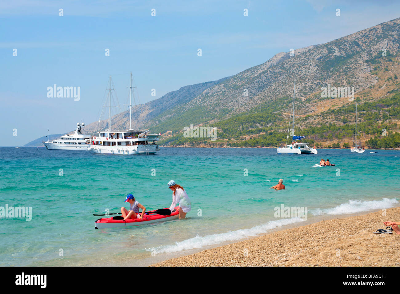 Plage de la Corne d'or près de Supetar, île de Brac, Croatie, Dalmatie Centrale Banque D'Images