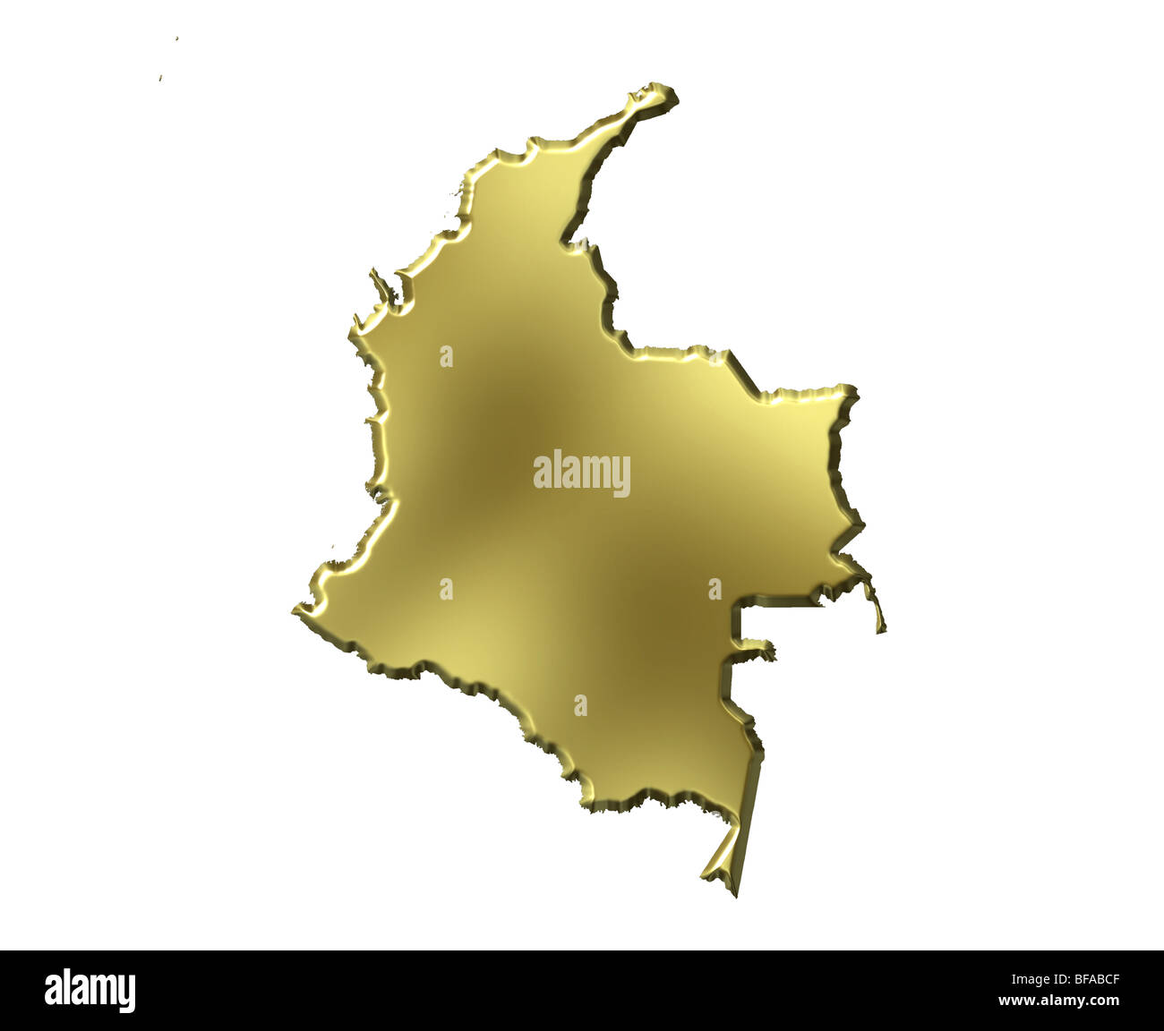 3d carte d'or de la Colombie Banque D'Images