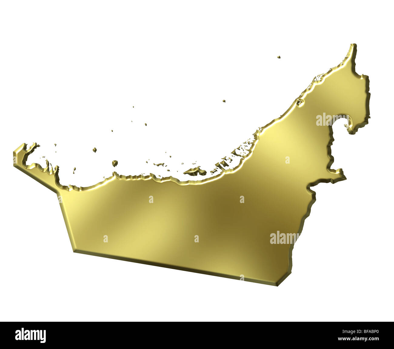 Emirats Arabes Unis 3d carte d'or Banque D'Images