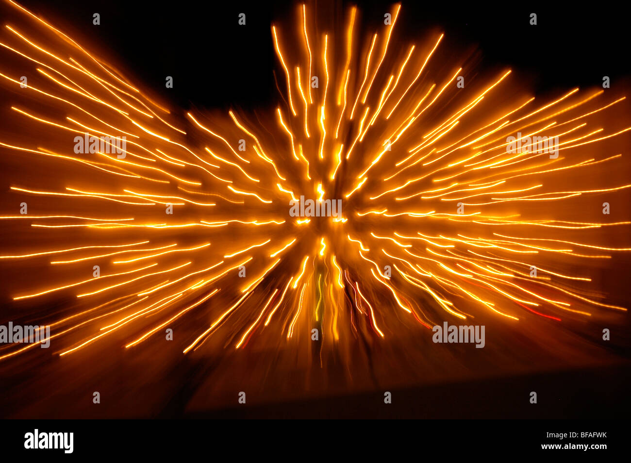 Zoomé en légèreté, prises à partir d'un rideau de LED. Banque D'Images