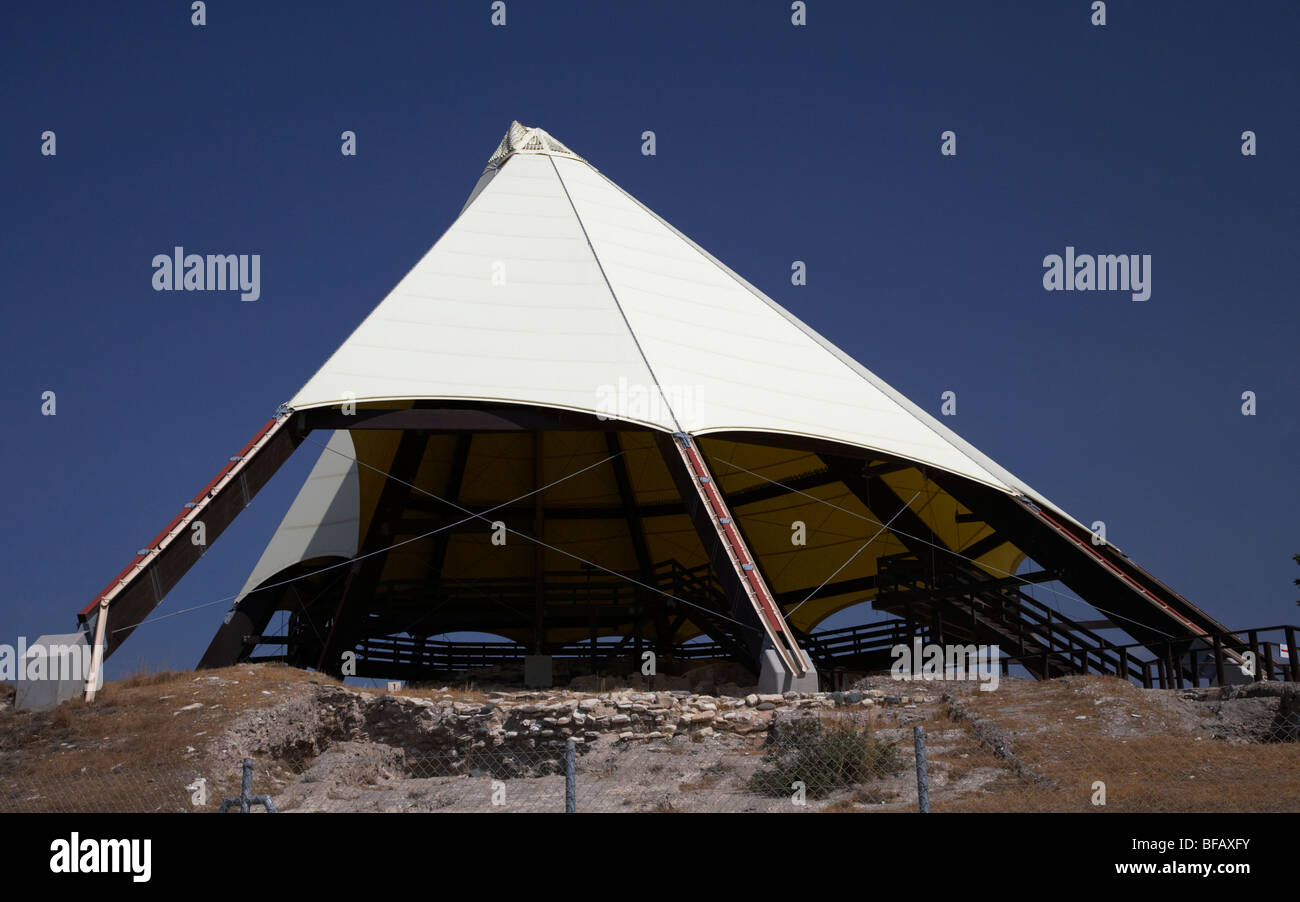 La couverture de toiture kalavasos tenta site néolithique tenta république de Chypre Europe Banque D'Images