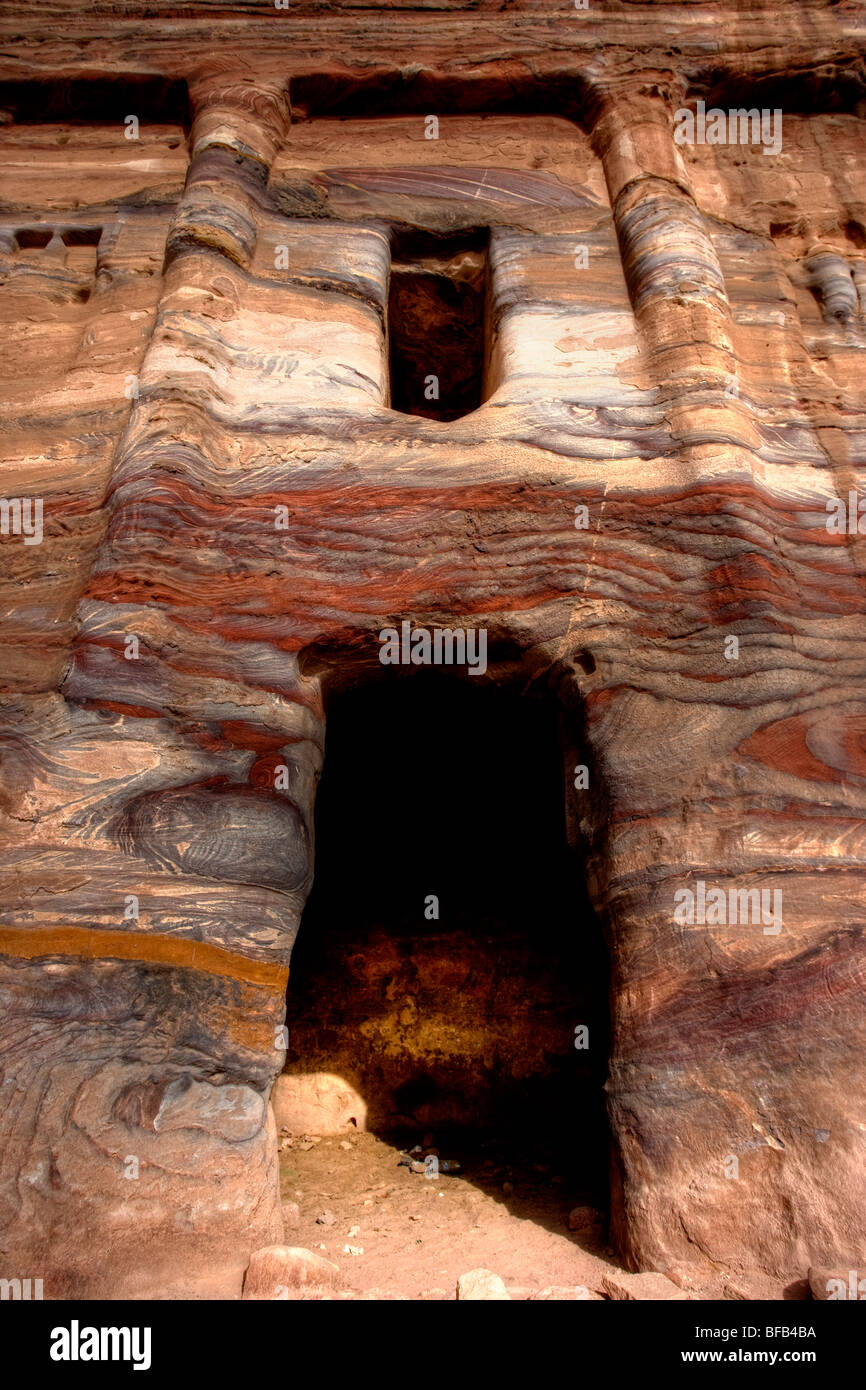 Entrée de la tombe de la soie, Petra, Jordanie Banque D'Images